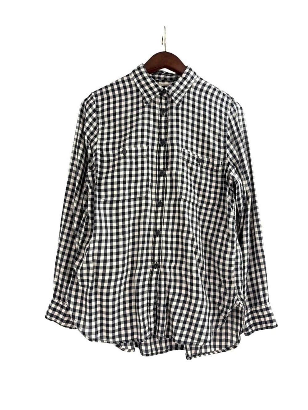 Denim & Supply Ralph Lauren Womens Medium Checkered Button-Up Shirt Black White